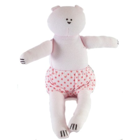 Doudou Ours rose Short à pois Petit Bateau 26 cm (17601)