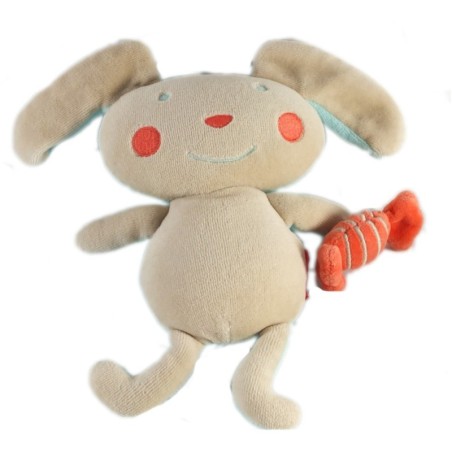 Doudou peluche chien marron beige DPAM Du Pareil au Même 30 cm Grelot (17614)