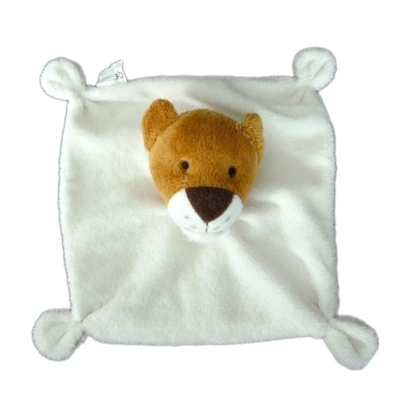 Doudou plat Lion blanc marron Forces Vives (20534)