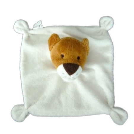 Doudou plat Lion blanc marron Forces Vives (20534)