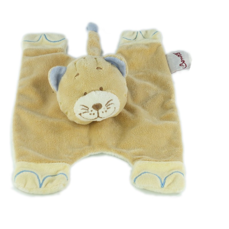 Doudou plat chat tigre beige mauve Bengy (19706)