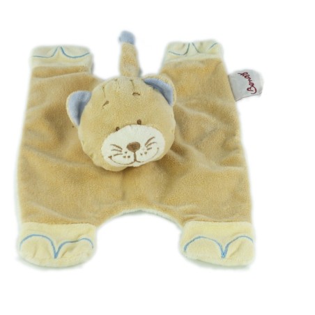 Doudou plat chat tigre beige mauve Bengy (19706)