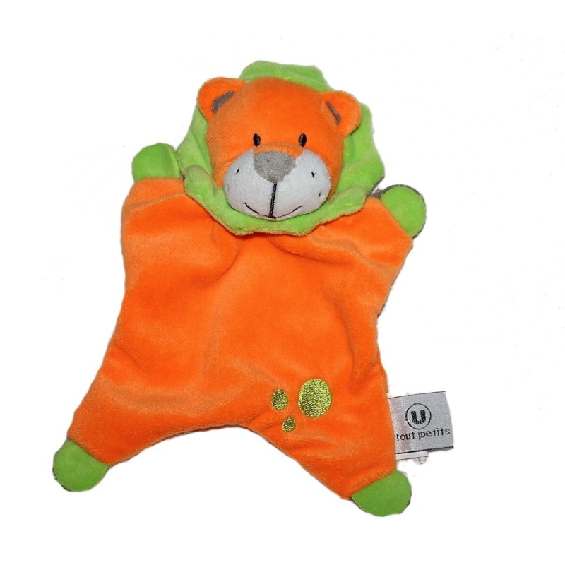 Doudou plat Lion orange vert U Tout Petits 22 (20788)