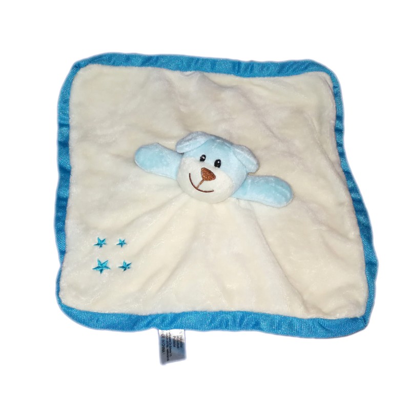 Doudou plat ours blanc bleu étoiles ZEEMAN (19374)