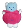 Doudou peluche OURS boule rose fushia bleu blanc MUSTI de Mustela 20 cm (9497)