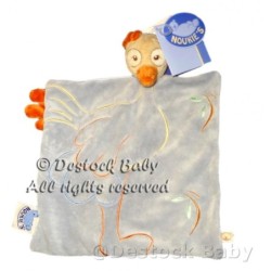 NEUF - Doudou plat Autruche Oiseau SISSI Noukies Bleu orange (2898)