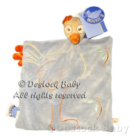 NEUF - Doudou plat Autruche Oiseau SISSI Noukies Bleu orange (2898)