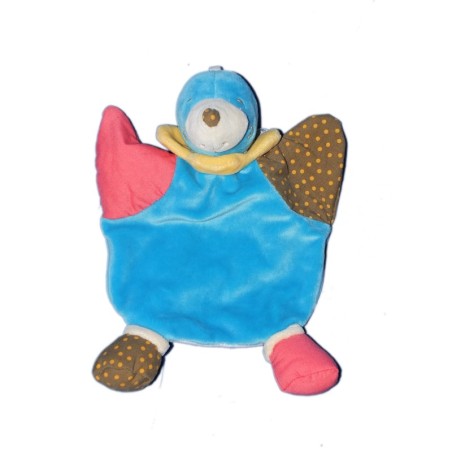 Doudou plat bleu rouge marron TAUPE Marionnette NOUNOURS  (6023)