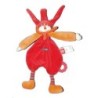 Doudou plat Lutin Clown rouge orange DRAGOBERT - MOULIN ROTY Anneau dentition (13220)