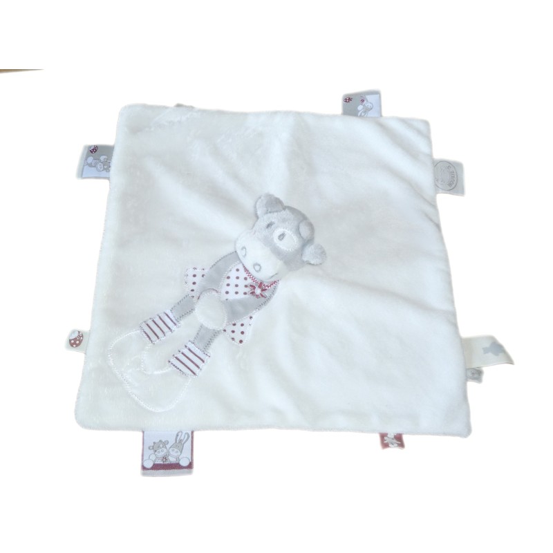 Doudou plat VACHE Blanche grise Paquito et Lolita NOUKIES Noukie's (9305)