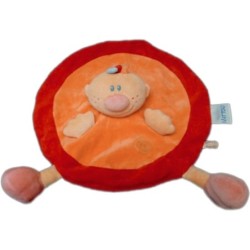 Doudou plat rond - Billy NATTOU Jollymex AUBERT - Orange rouge Spirale (8747)
