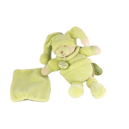 DOUDOU ET COMPAGNIE Ours vert amande Douceur Macaron Mouchoir 18 cm (21182)