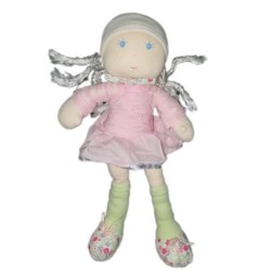 Doudou poupee lutin tissu liberty rose vert Kaloo 32 cm (22008)