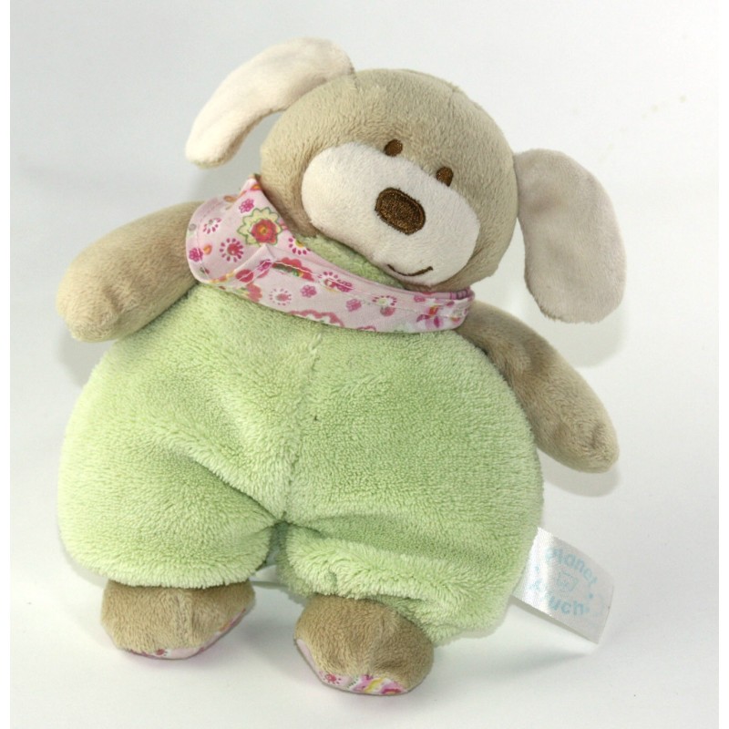 Doudou OUrs vert Foulard Fleurs Grelot Planet Pluch 20 cm (23224)