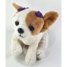 Peluche doudou Chien blanc marron Chiuahua noeuds violets 18 cm Anna Club Plush (22663)
