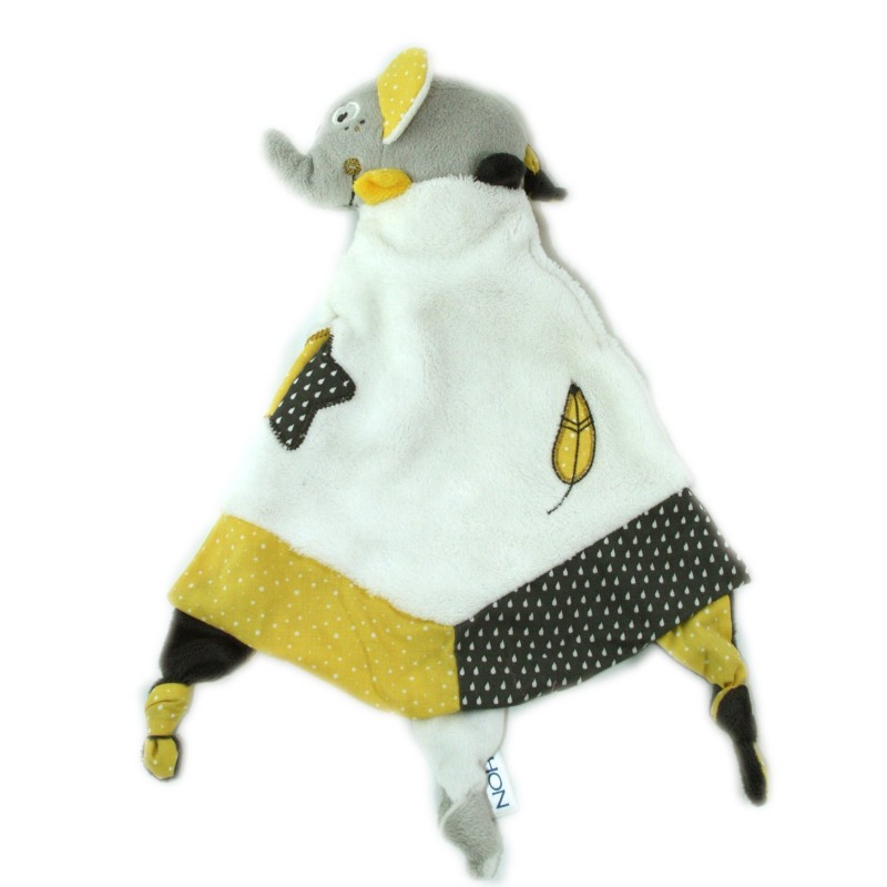 Doudou plat Sauthon Elephant gris blanc (23054)