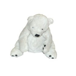 Doudou peluche ours polaire blanc noir H&M assis 18 cm (27983)