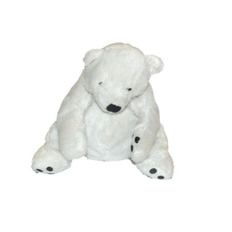 Doudou peluche ours polaire blanc noir H&M assis 18 cm (27983)