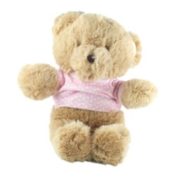 Peluche doudou ours beige pull rose pois 30 cm Toys r us  (20986)