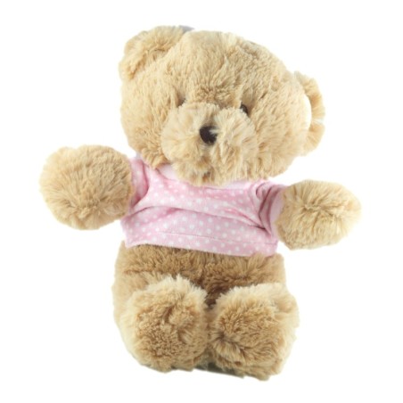Peluche doudou ours beige pull rose pois 30 cm Toys r us  (20986)