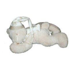 Peluche doudou ours blanc beige bonnet allonge Maxita 25 cm (20877)
