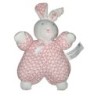 Doudou LAPIN rose blanc fleurs Calin et bisous Silvertoys - Grelot - 30 cm (22247)