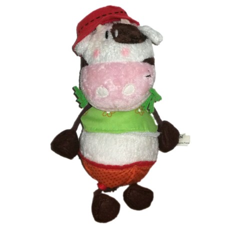 Peluche doudou vache chapeau rouge Carreblanc 25 cm (21671)