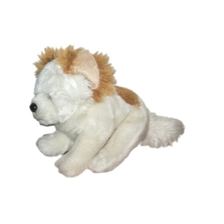 Peluche doudou chien blanc marron Anna Club Plush 21 cm + queue (21666)