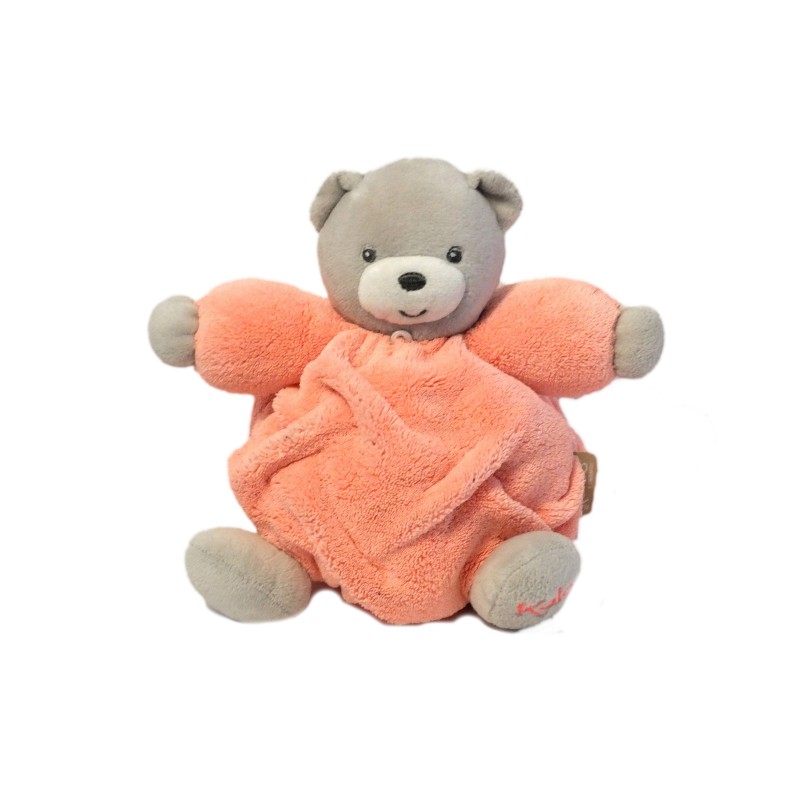 Doudou ours gris orange Fluo Microfibres coll Plume Kaloo 20 cm (27841)