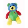 Peluche doudou Ours bleu vert jaune coeurs 26 cm MAXITA Grelot (25730)