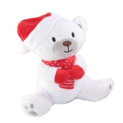 SERGENT MAJOR Peluche doudou ours blanc Echarpe rouge grelot 20 cm SGMJ (25803)