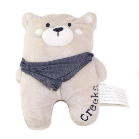 Doudou Ours gris beige Foulard bleu 20 cm CREEKS (25800)