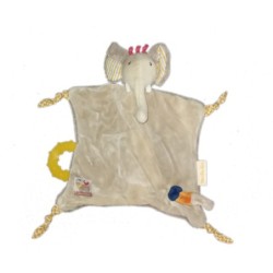 MOULIN ROTY - Doudou attache tetine elephant gris Les Papoum (21200)