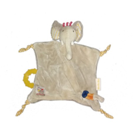 MOULIN ROTY - Doudou attache tetine elephant gris Les Papoum (21200)