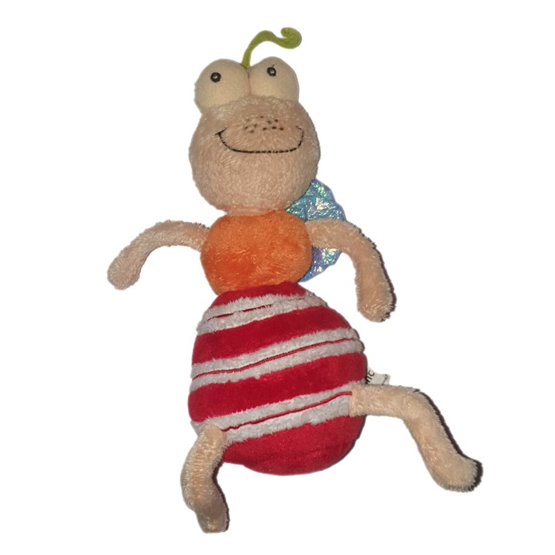 Doudou Papillon Abeille rouge orange rose 25 cm CARREBLANC (26472)