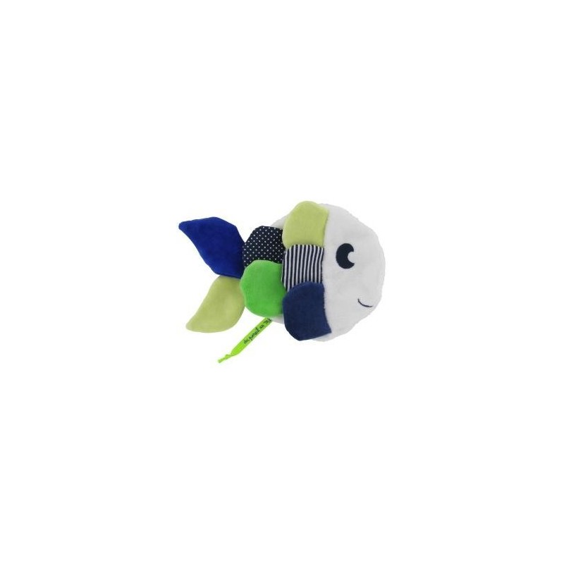 Doudou poisson jaune vert bleu et blanc DPAM Du Pareil Au Meme (26469)