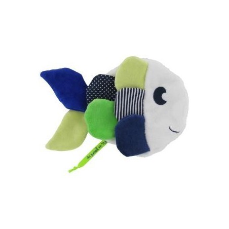 Doudou poisson jaune vert bleu et blanc DPAM Du Pareil Au Meme (26469)