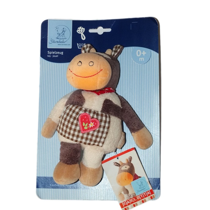 Peluche doudou hochet vache Karlotta Sterntaler coeur rouge (26609)