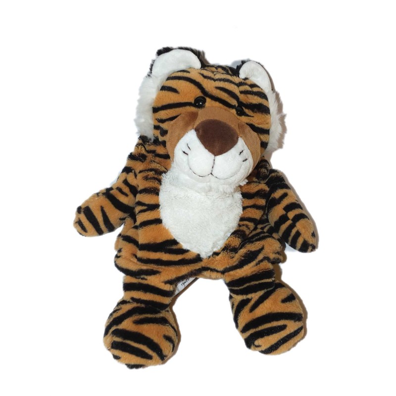 Peluche doudou Marionnette Tigre Lascar marron noir blanc 32 cm (26703)