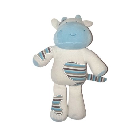 Doudou Vache blanche bleue TAO Tape à l'Oeil 25 cm (26509)