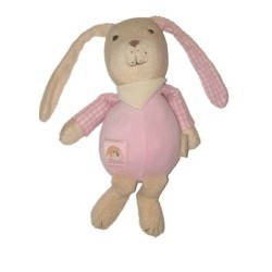 Doudou lapin rose carreaux vichy STERNTALER Grelot 24 cm (26519)