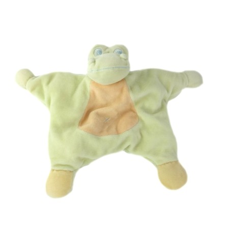 Doudou semi plat Coussin crocodile jaune orange Jollybaby (26220)