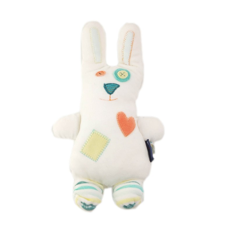Peluche doudou Lapin blanc coeur orange 25 cm SERGENT MAJOR SGMJ (26354)