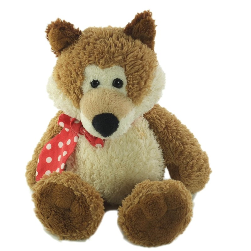 Peluche doudou Renard marron blanc Cravate rouge 30 cm (26364)