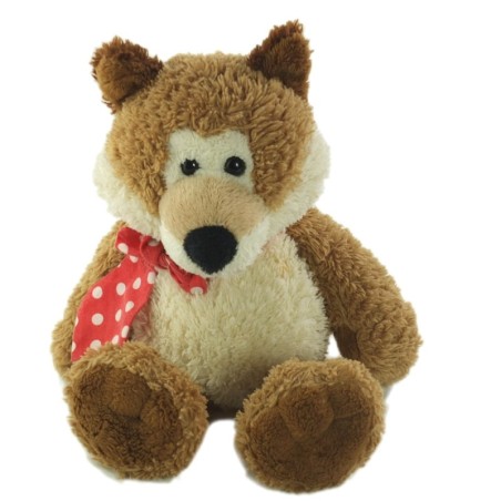 Peluche doudou Renard marron blanc Cravate rouge 30 cm (26364)