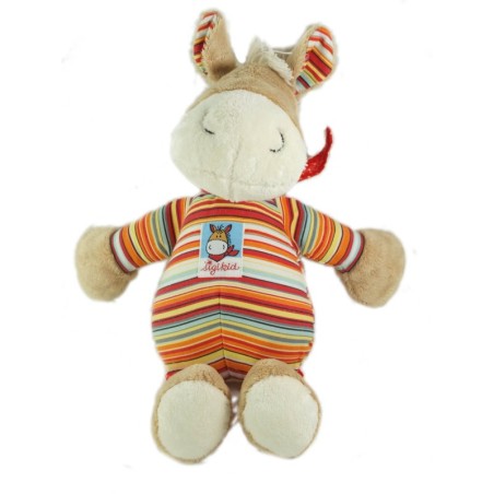Doudou Peluche Ane Cheval rayures pois rouges beige SIGIKID 36 cm (26372)