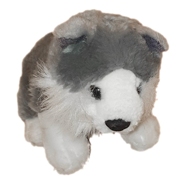 Peluche chien Huski gris blanc 18 cm Nature Planet (24615)