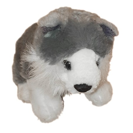 Peluche chien Huski gris blanc 18 cm Nature Planet (24615)
