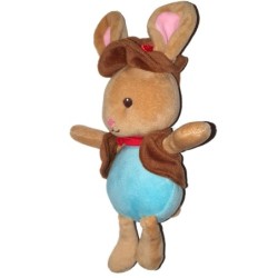 Doudou lapin bleu marron gilet chapeau 24 cm SGMJ Sergent Major (24685)