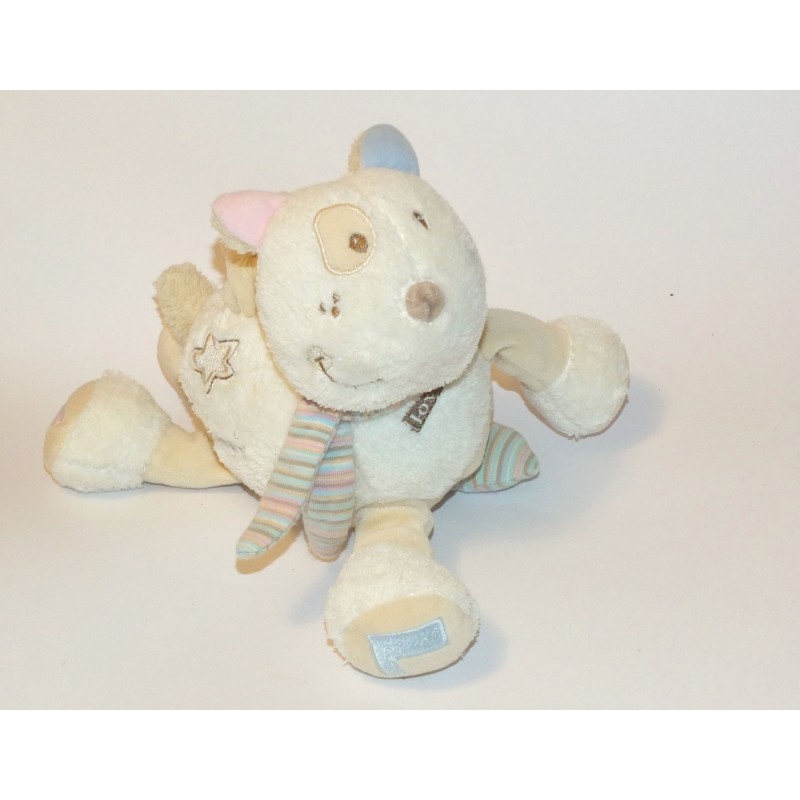 Peluche Musicale Chien blanc beige Sauthon Love 18 cm (27709)